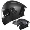 Crown Racing Modular Motorcycle Helmet with Flip-Up Design, Matte Black,