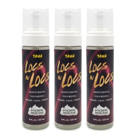 Taha Locs & Locs Foaming Mousse, Moisturizing & Volumizing, Wraps, Natural Blend of shea and coconut oil - Great for all wraps, locs, and twists, 8 Oz (Pack of 3)