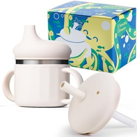 Jumble Dream Vaso para bebé de acero inoxidable y silicona, vaso para bebé, vaso de entrenamiento para niños con pajita de silicona, vaso para niños pequeños con pajita a prueba de derrames | A partir
