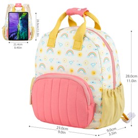 GAGAKU Toddler Backpack for Girls - Kids Backpacks Mini Children Backpack 2-5 years Cartoon Breathable Comfortable Preschool Nursery Backpacks Kindergarten Elementary Rucksack Travel Bag - Rainbow