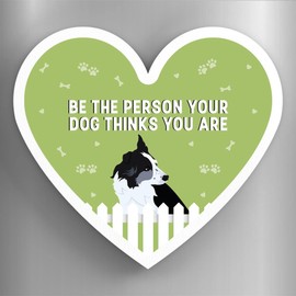 Global Designs Border Collie Person Your Dog Thinks You Are Katie Pearson Artworks Heart Shaped Wooden Magnet