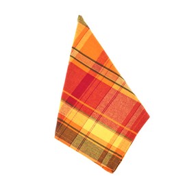 Terracotta Orange Holiday Harvest Plaid Design Cotton Napkin. 20" Square. (4 Piece Set)
