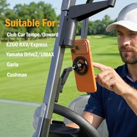 VMEI Magnetic Golf Cart Phone Mount, Gym Metal Phone Holder with 4 Adjustable Joints, 90Ib Strong Magnet Power, 360° Rotation with Tube Clamp for Golf Cart, Gym, WorkShop's Iron Metal Surface- Black