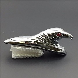XKMT-Chrome Front Fender Bonnet Eagle Head with Red Eyes [B01B269DYY]