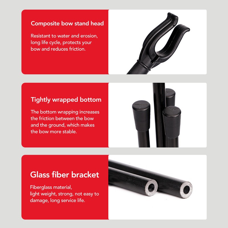 Folding Archery Bow Stand Fiber Glass Multi Directional Adjustable Bow