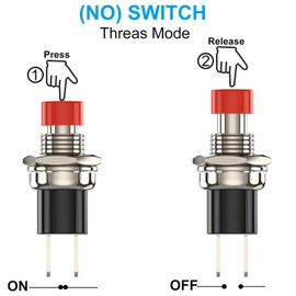 DIYhz Momentary Push Button Switch, 1A 250VAC SPST Mini Pushbutton Switches Normally Open(NO) Red Cap - 20pcs