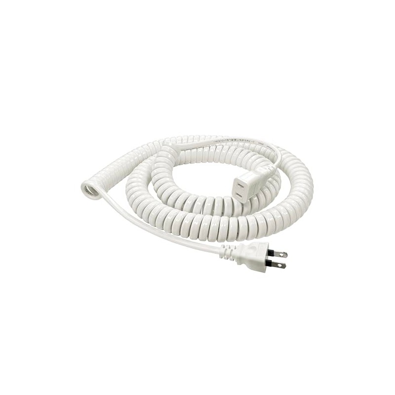 F-Factory 電源用カールコード 業務用カールコード（最大3m伸縮）ホワイト/FE-EPC-CCE1-W30