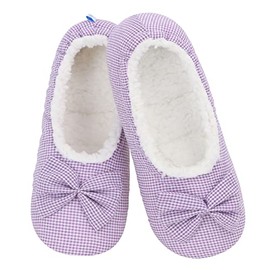 Snoozies Flat Ballet Slippers for Women Indoor, Lightweight and Soft Sherpa-Lined Slipper Socks Non-Skid, Ladies Gifts, Lilac, Small