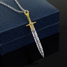 PRINCESS CUTENESS STORE Percy Jackson Riptide Sword Sea of Monsters Demigod Silver Tone Olympian Pendant Necklace Annabeth Chase