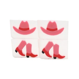 Primal Elements Pink Western Themed Bar Soap for Body, Face, and Hands - Pack of 4 (Soft Suede & Citrus Scent)