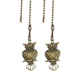 QLXHBOT Vintage Owl Ceiling Fan Pull Chain Decorative Fan String Pulls Charm Extension 12 Inches Beaded Ball Fan Pull Chains Extender Ornament with Connector for Fan Wall Lamp Owl- 2Pcs