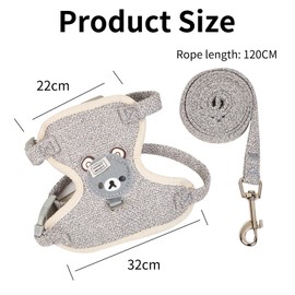 Rabbit Harness and Lead Set,Adjustable Pet Harnesses,Soft Padded Vest with Elastic Lead Leash,Comfortable Breathable Rabbit Harnesses and Leads,for Bunny Cat Dog Small Animals Accessories