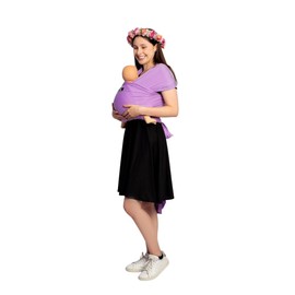 Mãe Baby Fular Ergonómico para Bebé | Portabebé | Fular Elástico | Hasta 10Kg | Baby Wrap | Color Lila Malva, 1 Pieza