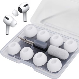 AirPods Pro Earbud Tips 1st / 2nd Generation Replacement Eartips (4 Pairs Medium) Hypoallergenic Comfort Fit Carrying Case with Cleaning Pen