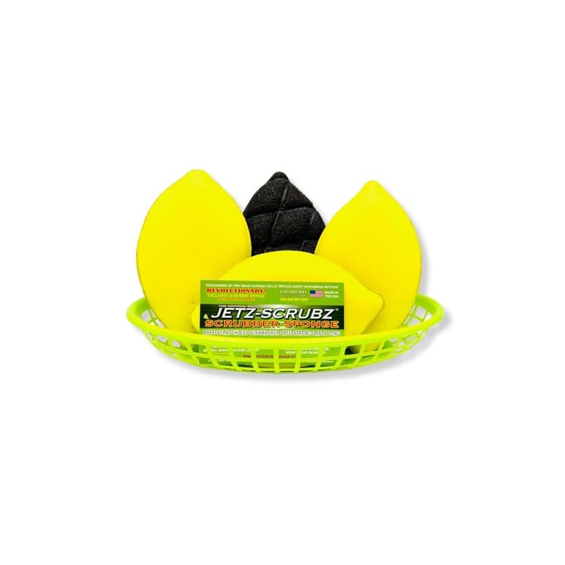 Jetz-Scrubz Scratch-Free Scrubber Sponge, Lemon Shaped, Set of 4, Made