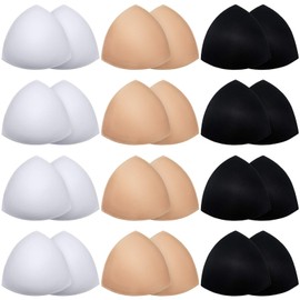 Geyoga 12 Pairs Women Triangle Bra Insert Removable Sports Bra Pads Inserts Women Replacement Pad(White, Nude Color, Black)
