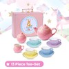 Jewelkeeper 13 Pieces Porcelain Tea Set for Little Girls with