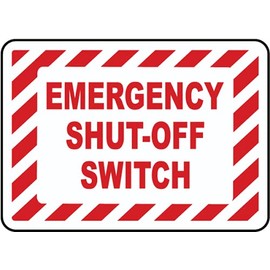 The Sign Studio - 5” × 3½″ - (Pack of 5) - “Emergency Shut-Off Switch” - 3.5 Mil Peel and Stick Vinyl Label