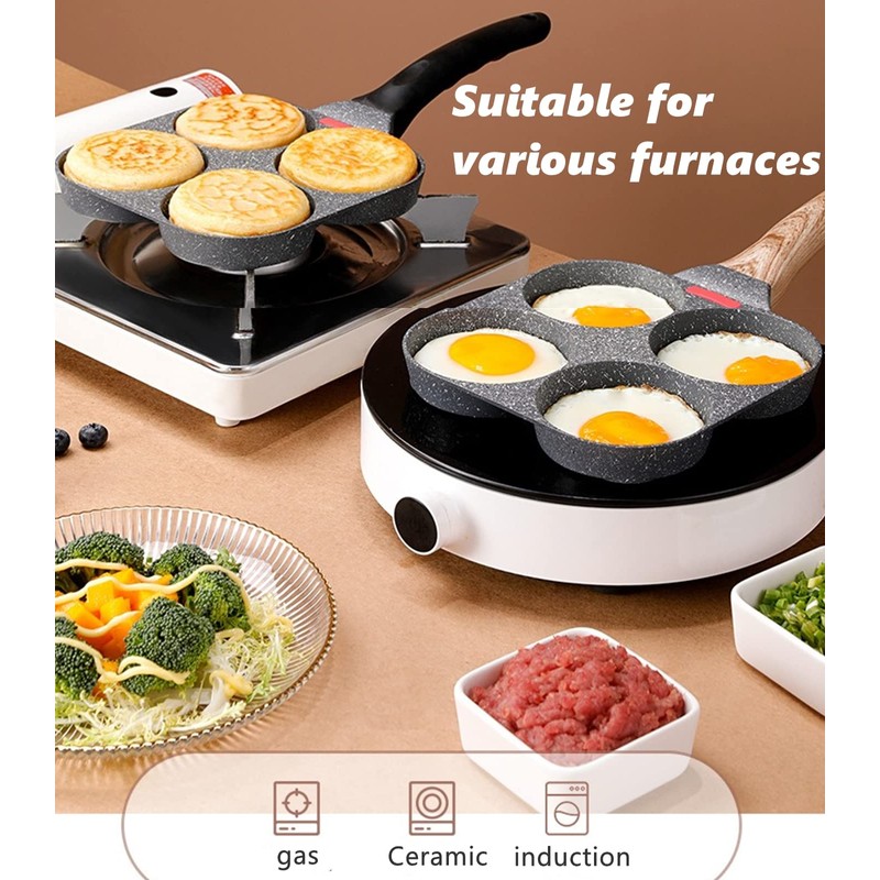 HUPECHAM 4-Cup Egg Pan Nonstick, and Granite Egg Frying Pan,