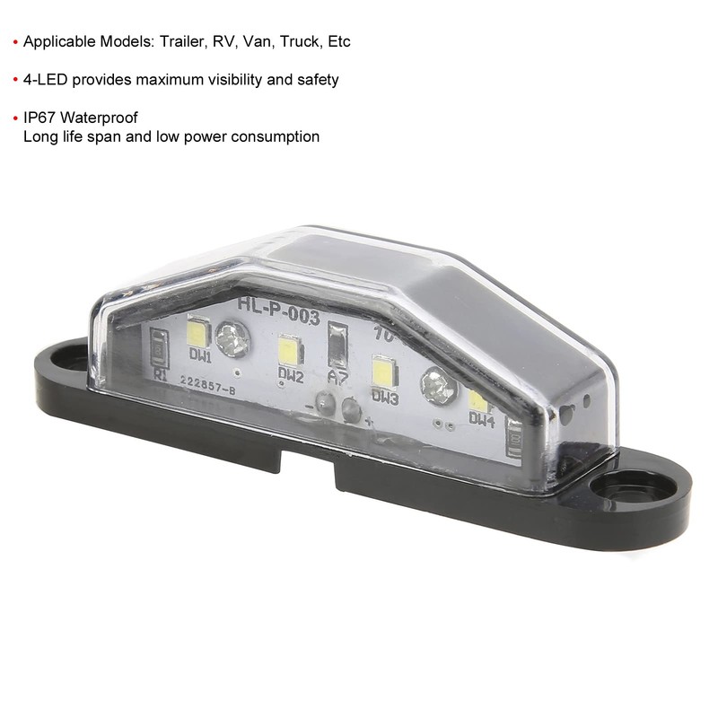 Super Bright 4-LED License Plate Light for Trailer RV Van