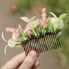 Fangsen Black Wedding Pink Ivory Rose Flower Hair Comb Bridal