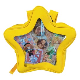 RETEN Ita Bag Shape Backpack, Kawaii Pin Display Clear Shoulder Bag, Y2k Yellow Handbag, PU Leather Aesthetic Cute Backpack