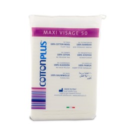 Cotton Plus MAXI VISAGE 50 pcs. - BEAUTY LINE | PRECUT 100% PURE COTTON DISKS | Soft and resistant make-up remover pads for facial cleansing.