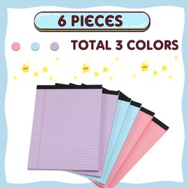 Honoson 6 Pack Legal Pads 8.5 x 11 Inch Wide Ruled Colorful Notebook 100 Sheets/pad Notepads College Ruled Writing Pads for School Office Home, 3 Colors