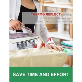 SUNKLOOF Ironing Board Cover and Pad, 18X49 Extra Wide Ironing Board Cover, Reflective Silicone Resist Scorching and Staining 4 Fasteners with Elastic Edges