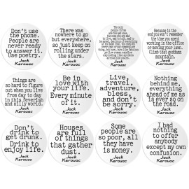 Kiwi Gifts Jack Kerouac Quotes - 12 Multi Pack Circle Stickers 3 Inch