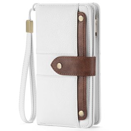 FALAN MULE Womens Genuine Leather Wallet Large Capacity Bifold RFID Blocking Card Holder with Zipper Coin Pocket