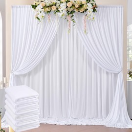 30 ft x 10 ft Wrinkle Free White Backdrop Curtain for Parties, Polyester Photo Backdrop Drapes 6 Panels 5x10ft Curtains for Weddings Birthday Party Photography Background Baby Shower