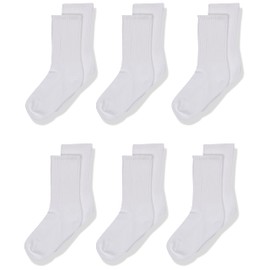Jefferies Socks Girls Half-Cushion Seamless (Pack Of 6), White, 5-7 US