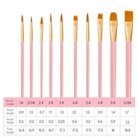 CNMTCCO Brush Set, 20 Pieces High-Quality Brushes with Wooden Handles, Premium Nylon Acrylic Paint Brush Set, Oil Paint Painting Brush Set for Artists, Children and Adults (Pink)