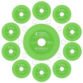 WENHUALI 10 Pcs Glass Cutting Disc for Angle Grinder, 4" X 7/8" Tile Cutting Disc, Green Glass Cutters, Ultra-Thin Diamond Saw Blade Wheel for Tile Jade, Crystal, Wine Bottles