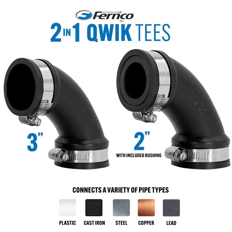 Fernco 3" Flexible PVC 90-Degree Elbow Includes Optional 2" Reducer