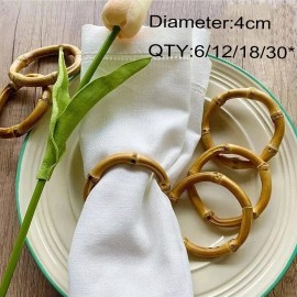 Unbranded 6/12/18/30 Pcs-Bamboo Table Napkin Rings Party Restaurant Hotel Serviette-buck - 6Pcs