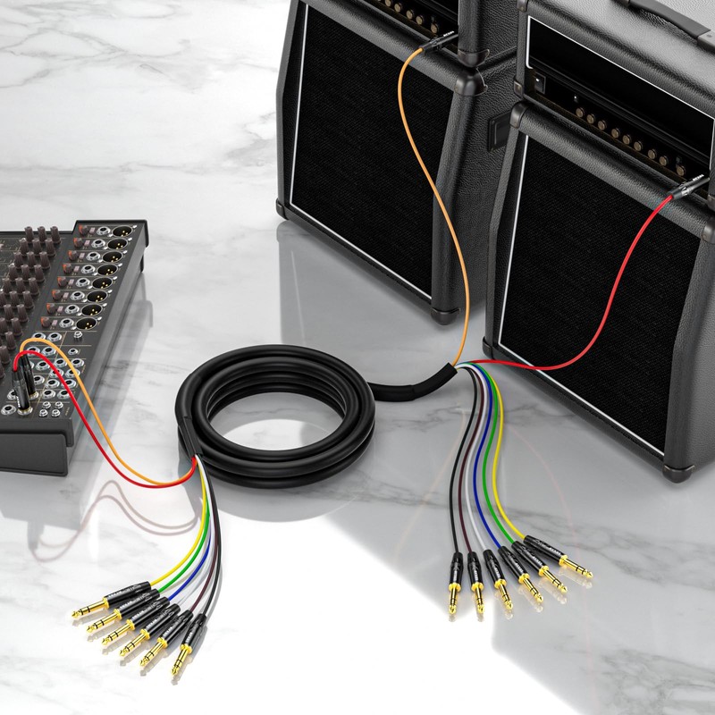 EBXYA 8-Channel 1/4 Inch TRS to TRS Snake Cables 10ft,