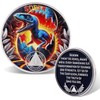 Leafence Sober Coin for Reborn Raptor Sobriety Chip Dinosaur Recovery Medallion with Inspirational Quote AA/NA Token (Reborn Dinosaur, 1 Year)