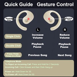 NEW Ultra Bone Conduction Earphones Open Earbuds with Immersive Audio Clear Call, Wireless Bluetooth Ear buds Stable Fit, Robust Bass, Sweat-Proof Sport Open-Ear Headphones with Mic, 48H Playtime