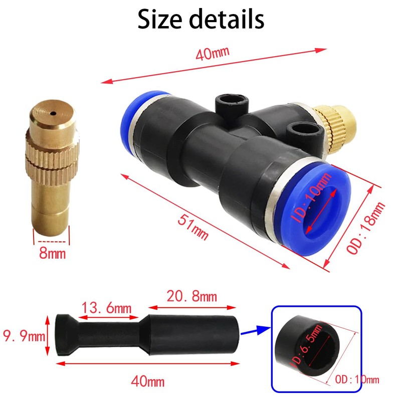 CESFONJER Irrigation Spray Nozzles, 8Pcs Brass Misting Nozzle Connect 10mm