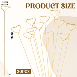 30pcs Floral Place Card Holder,Heart Flower Picks Clips for Wedding Party Supply