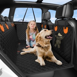 Sangoodier Back Seat Extender for Dogs, Waterproof Dog Car Seat Cover for Back Seat, Hold up 400lbs Detachable Hard Bottom Heavy Duty Dog Hammock for Car, SUV, Truck