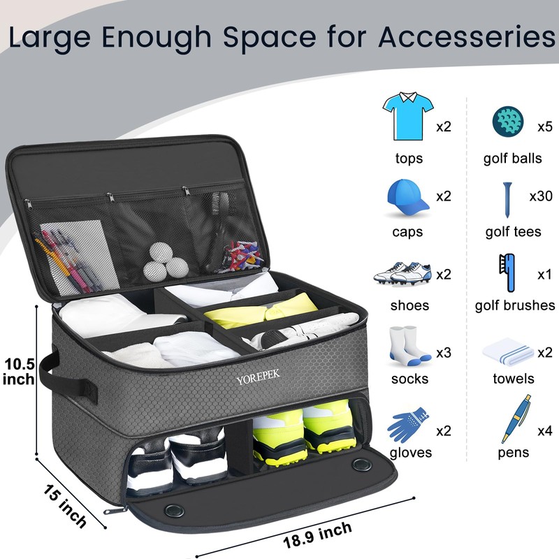 YOREPEK Large 2 Layer Golf Trunk Organizer for 2 Size