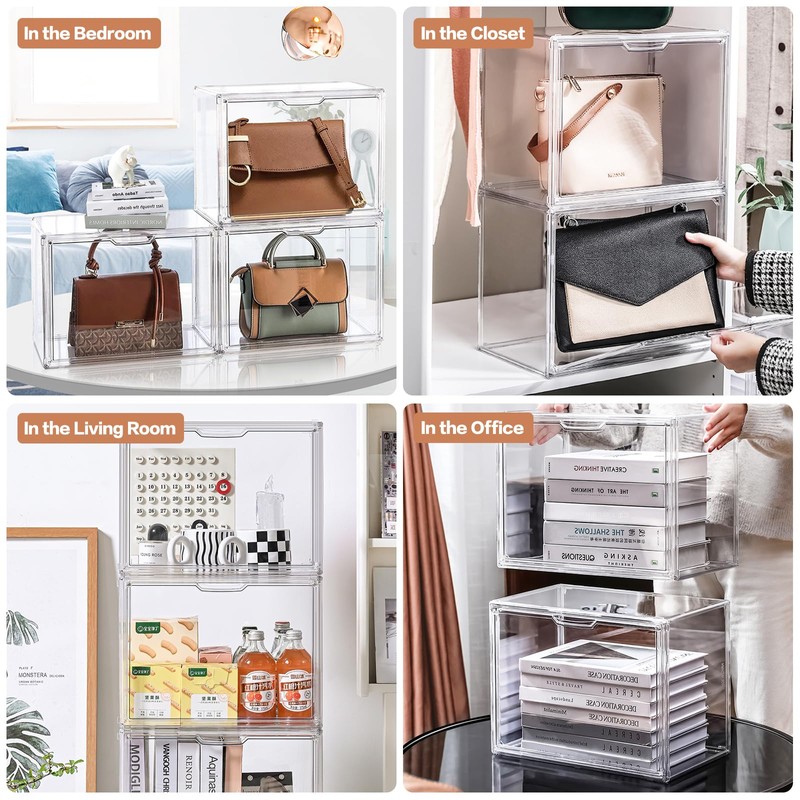 4 Packs Clear Handbag Storage Organizer for Closet, Acrylic Display