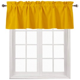 DWCN Yellow Blackout Valance Curtain for Kitchen Small Window - Rod Pocket Room Darkening Thermal Insulated Short Curtain Window Treatment for Cafe Bathroom Basement, 42 X 18 Inch,1 Panel