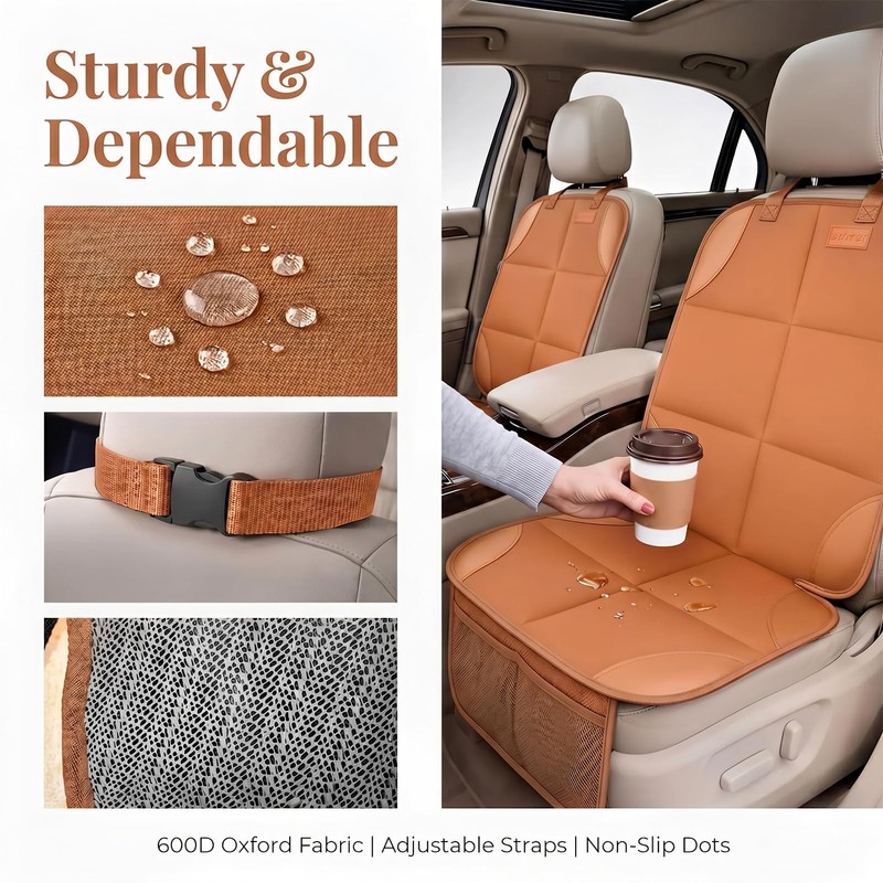 Car Seat Protector 2-Pack, Thick Padding Cushion (Dark Brown)