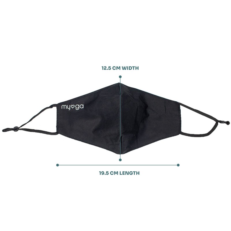 Myga Bamboo Plain Black Charcoal Face Covering - Face Mask