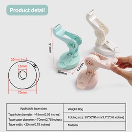 KW-triO Desktop Tape Dispenser Flexible Swivel Tape Dispenser with Suction Cup Base for Office,School and Home (White)