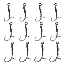 ECSiNG 12 Pieces Micro Swivel Fishing Hooks Anti-Ground Fishing Hooks Carp Fishing Hooks Ronnie Fishing Hooks Carbon Steel Carp Fishing Hooks Barb Carp Fishing Hooks